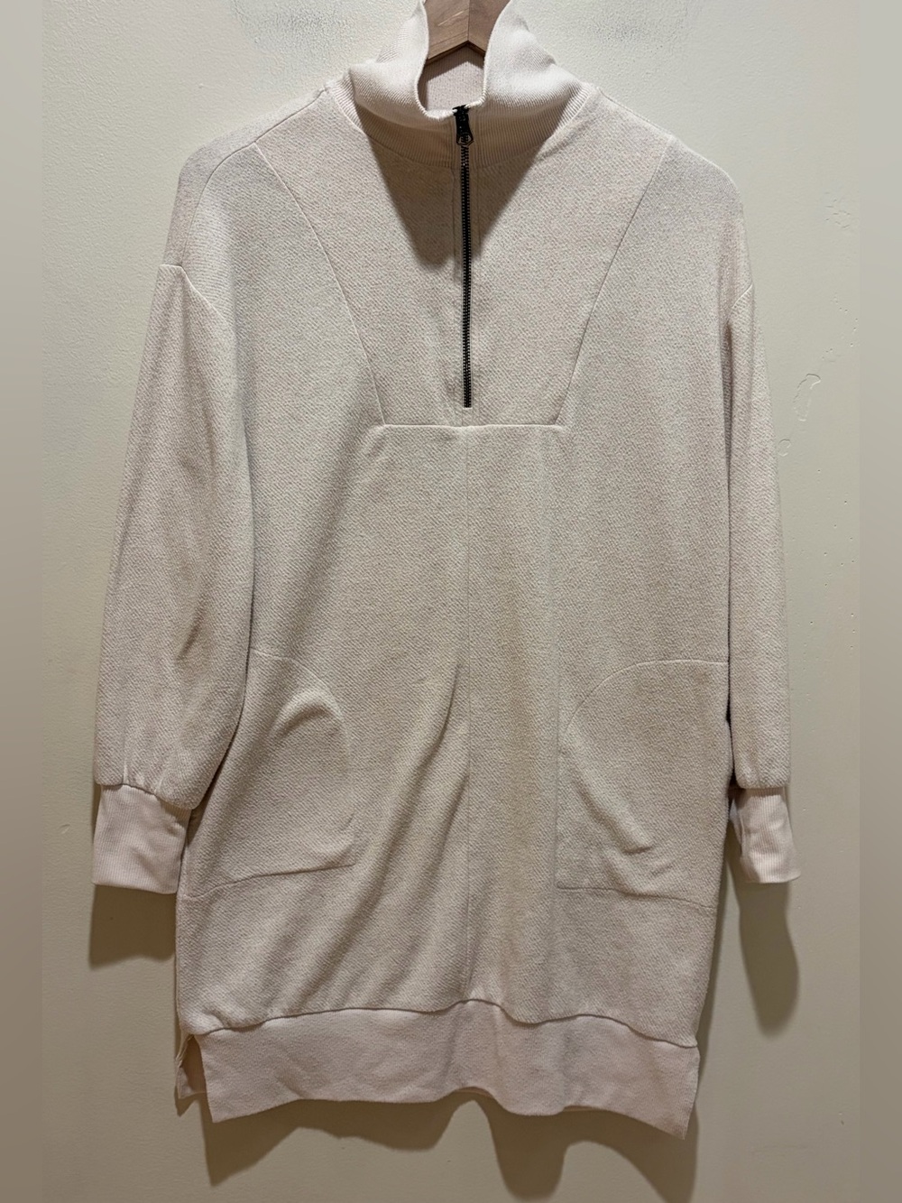 Faherty Legend Quarter Zip Long Sleeve Off White Mini Dress - Women’s Size XS